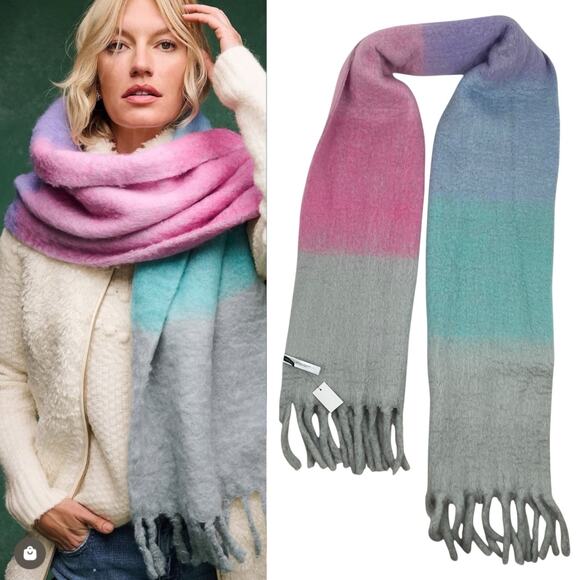 Talbots Colorblock Luxe Oversized Blanket Scarf Multi Color Pastel - Picture 1 of 10